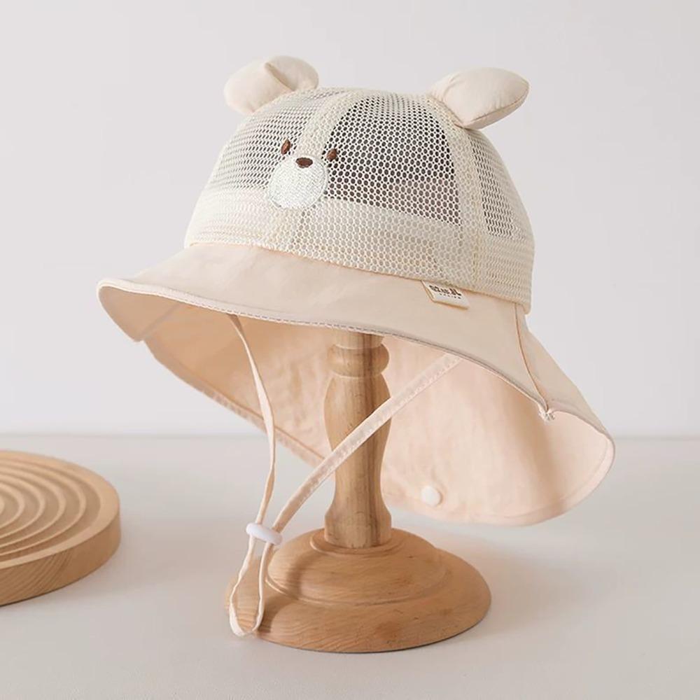 Cartoon Baby Shawl Hat Breathable Children Fisherman Hat Cute Kids Bucket Hat Infant Toddler бежевый