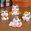 Adorable Good Fortune Cow Resin Figurine Cute Office Desk Decoration Ornament