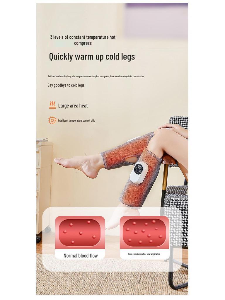 Cross-Border Electric Leg & Calf Massager with Heated Air Pressure Kneading Pads