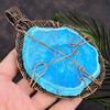 Natural Aqua Solar Druzy Gemstone Handmade Copper Wire Wrap Pendant 4.93 V6Q07