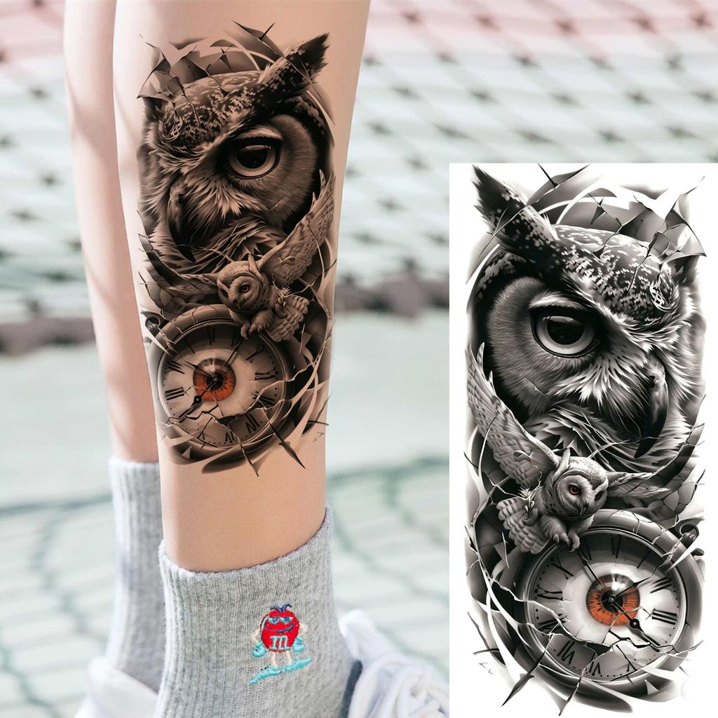 1 Sheet Realistic Lion Owl Tiger Temporary Tattoos Waterproof Long Lasting Fake Tattoo Sticker For Men Women Adults Temp Tatoos