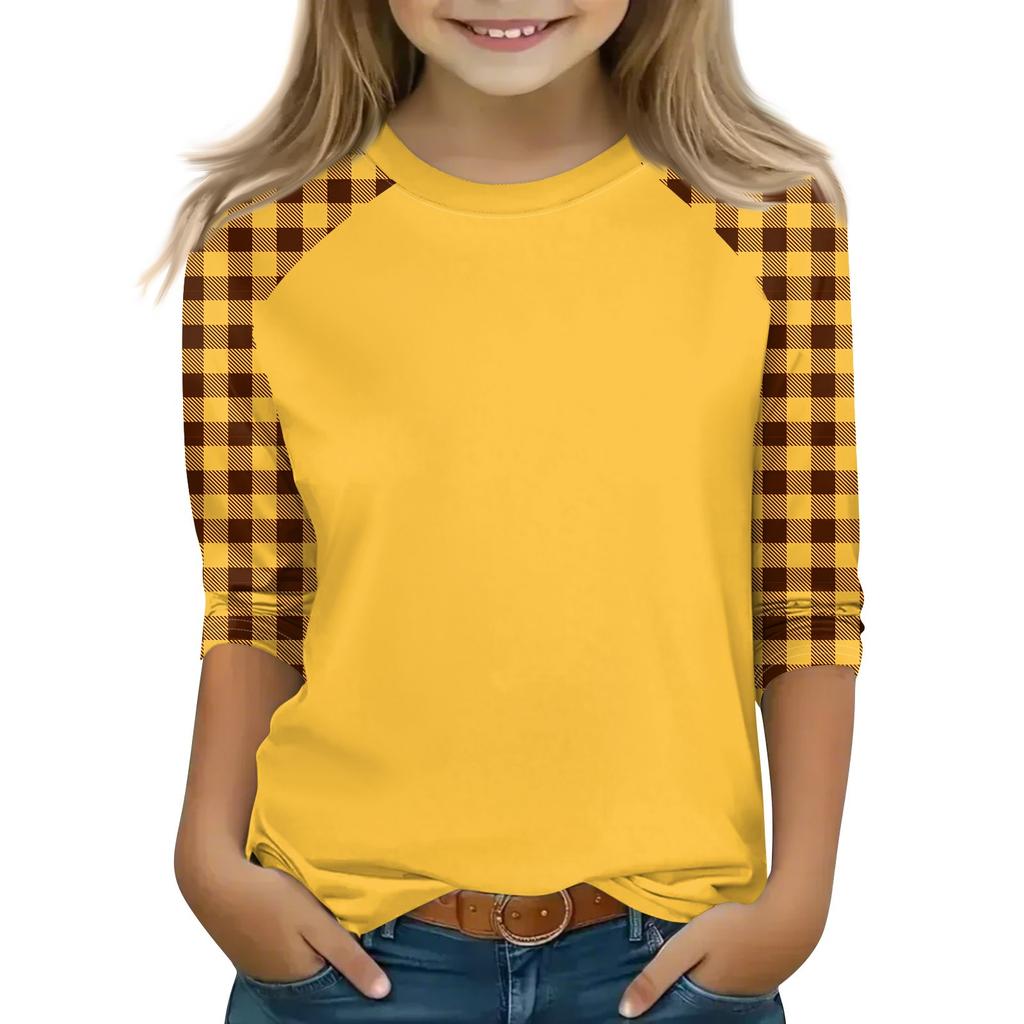 Topy pro dívky 4-16 let, kulatý výstřih, 3/4 rukávy, trička, moderní topy, outfity, trička