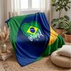 Brazil Football Printed Flannel Blanket Skin Friendly Warm Decorative Throw for Indoor Couch Bed Daily Use