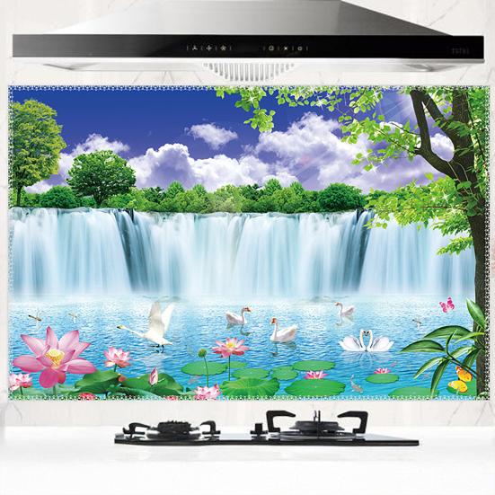 Oil-proof Kitchen Wall Sticker Goose Sea Fruit Self-adhesive Waterproof Heat Resistant Bathroom Kitchen Wall Art Decal Decoration