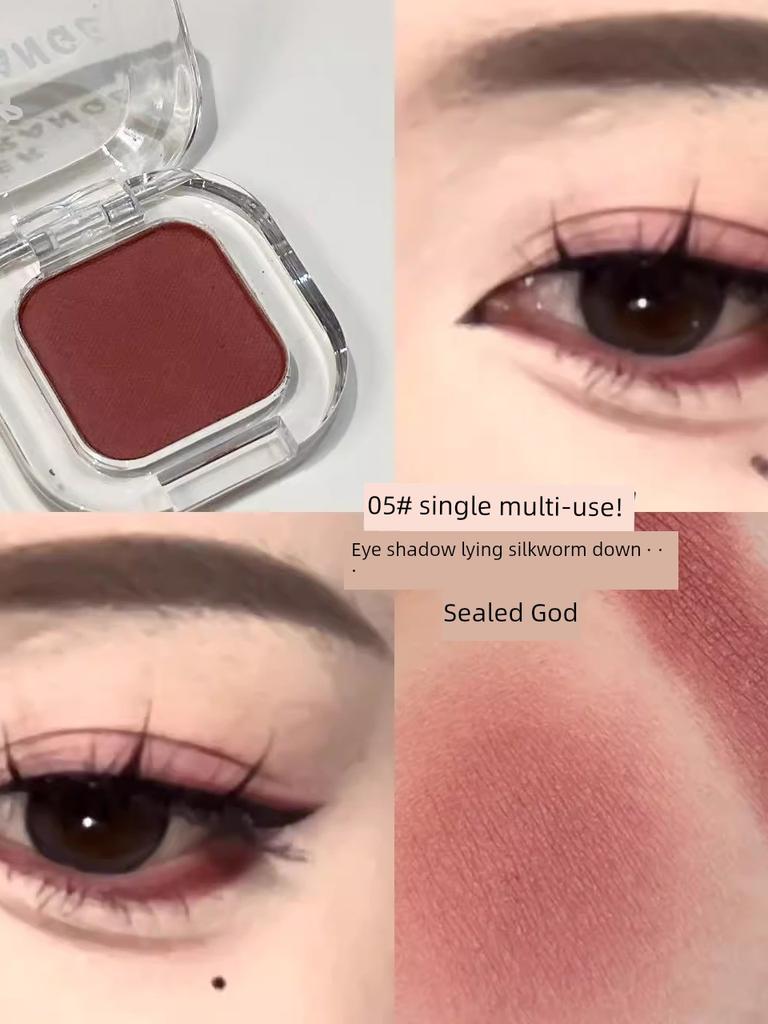 Red Brown down to Eye Shadow Sky Selection Small Ju Monochrome Ice Cube Mini Pocket Single Multi-Purpose Crouching Silkworm Daily Eye Shadow Plate