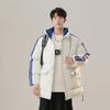 Men's Jacket Splicing Striped Contrasting Color Padded Jacket Couple Loose Bread Jacket Padded Jacket