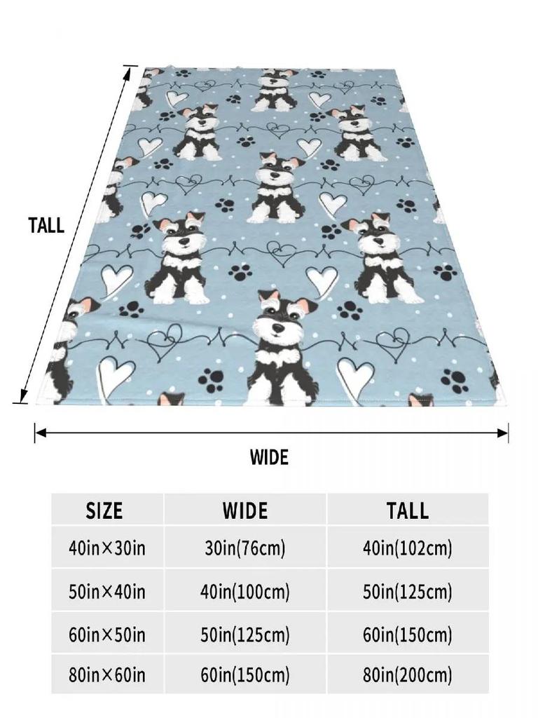 Warm Cozy Throw Blanket with Black White Miniature Schnauzer Design  Cute Dog Lovers Gift for Bed Sofa Chair Cover