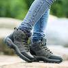 Fashion Men's Climbing Hiking Shoes High-top Sneakers Outdoor Non Slip Desert Boots for Men Winter Plush Warm Cotton Boots Couple Botas