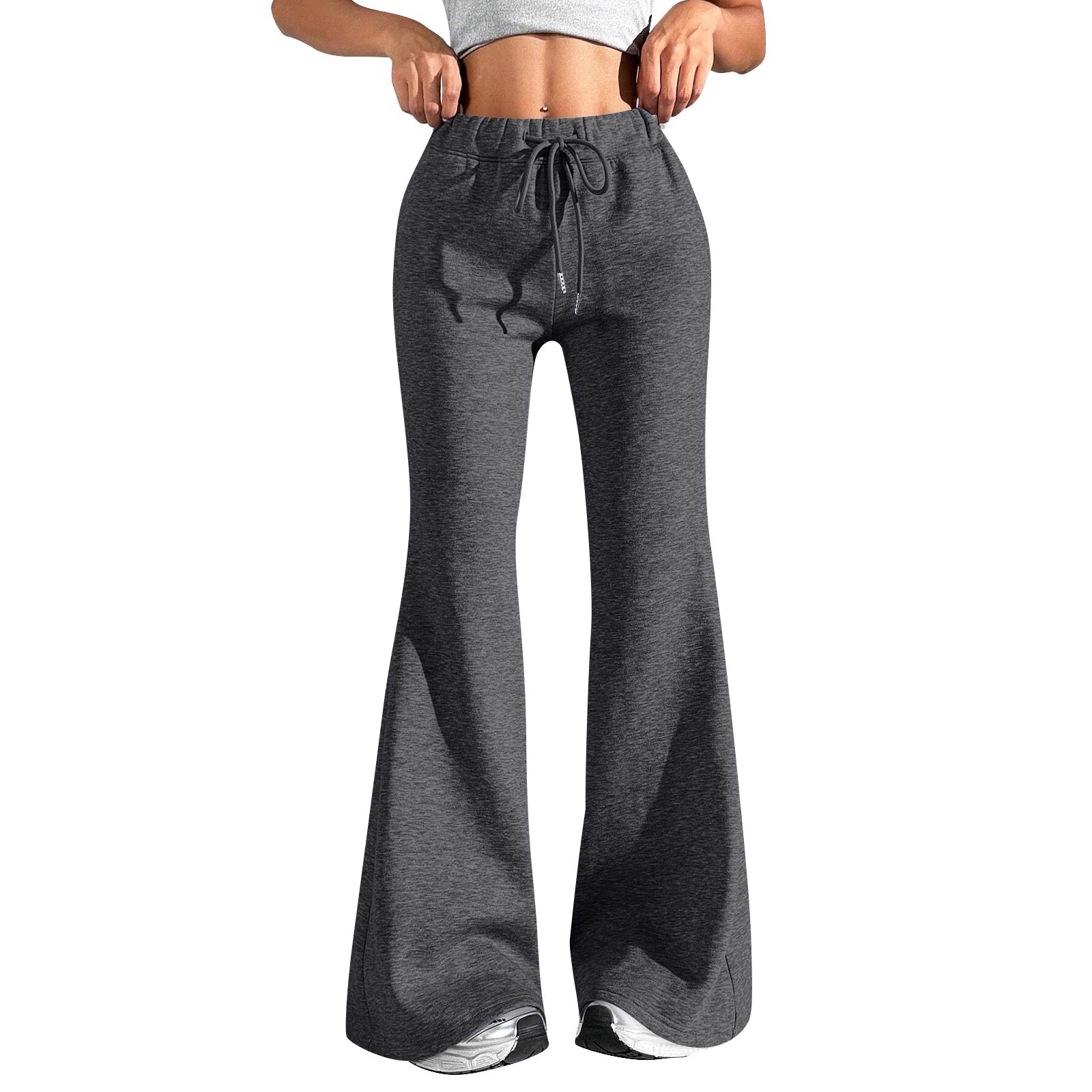 

Женские модные свободные брюки-карго с завязками на талии, однотонные, расклешенные XXXL