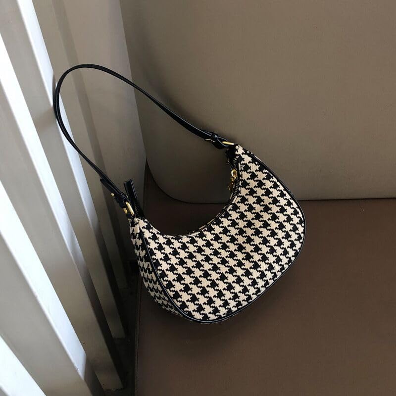 Retro Houndstooth Shoulder Handbag [KKAERDIYA] Bag, Women's