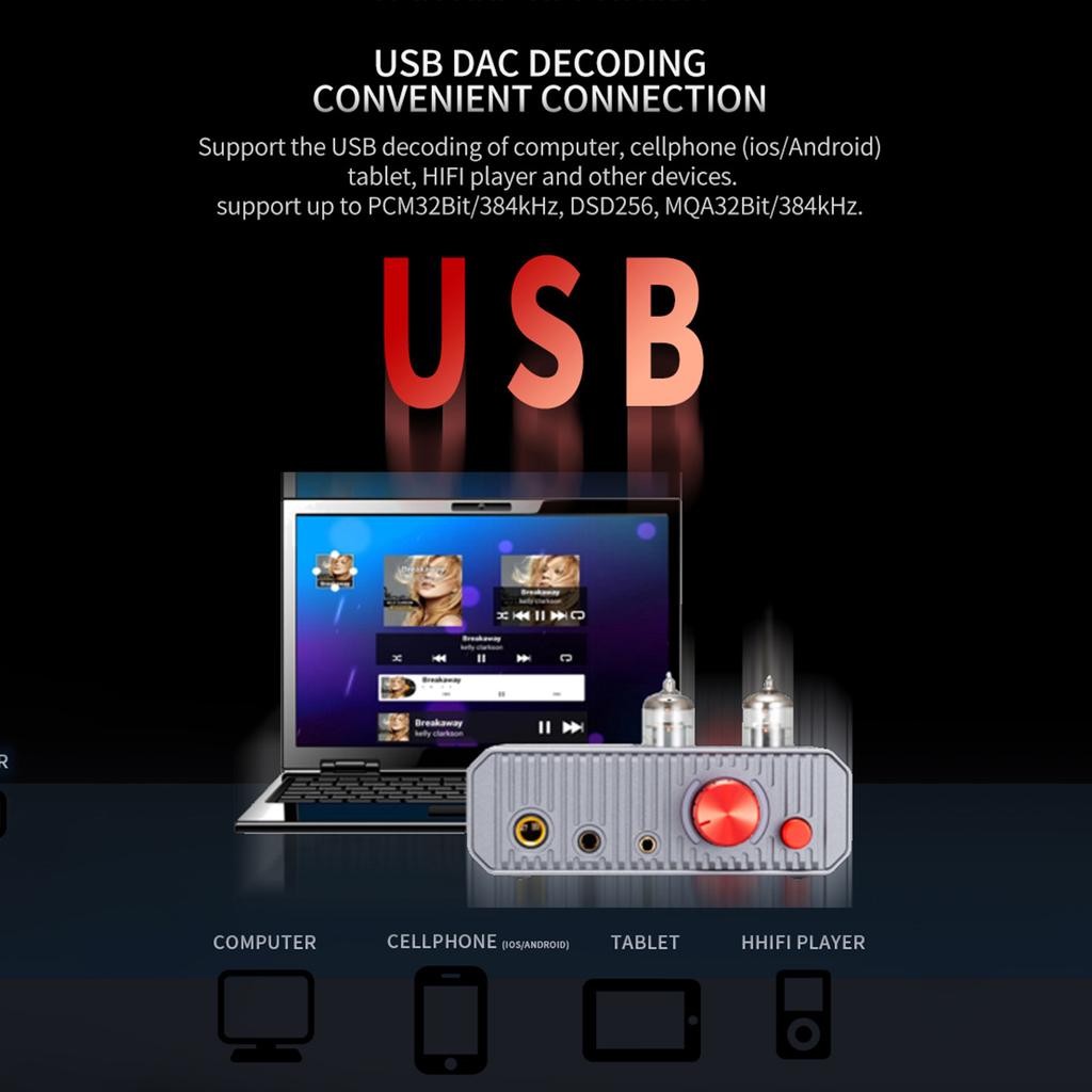 xDuoo MH-02 USB DAC Tube Headphone Amplifier CS43131 DAC Chip PCM 32Bit/384kHz DSD256 Double 6J1