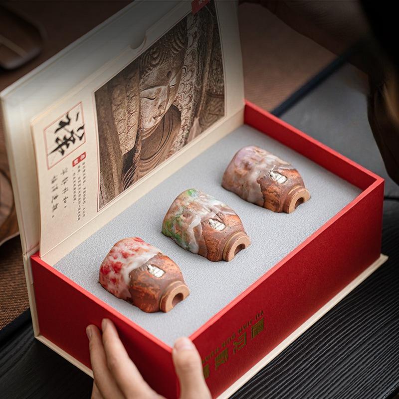 

Retro Kung Fu Tea Cup Vintage Ceramic Cup Dunhuang Style Handmade Pottery Tea Set Home Decor Gift 50ml