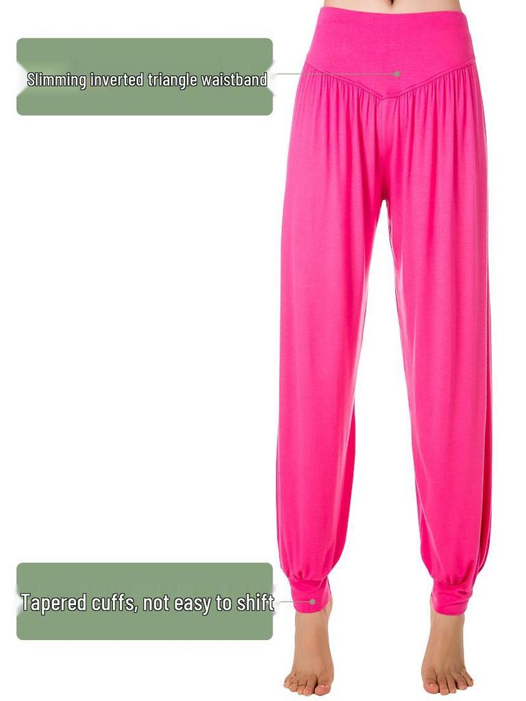 Dámské modální harémové kalhoty s širokými nohavicemi na jógu: Dlouhé, pohodlné taneční/sportovní sukně-kalhoty