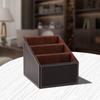 Black/Brown Leather Remote Control Organizer 3 Cells Sorting Lattice Cosmetic Pens Rack  Home