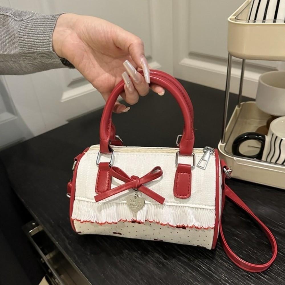 Waterproof Crossbody Bowling Bag Bow Small Square Bag All-Match Boston Handbag  School
