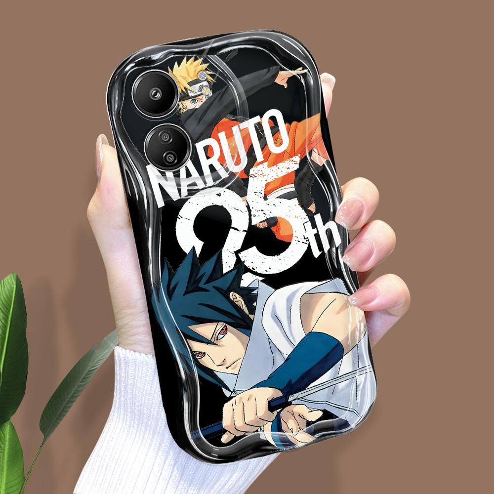 

Милий мультяшний візерунок, кремовий текстурний корпус, хвилястий край, м’який силіконовий чохол для телефону Xiaomi Redmi Xiaomi Poco C61 чорний