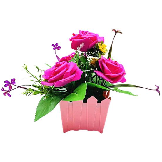 

Искусственный цветок, реалистичный садовый устойчивый к ультрафиолетовому излучению, шикарный балкон, очаровательный искусственный цветок розы в горшке, праздничные принадлежности фиолетовый