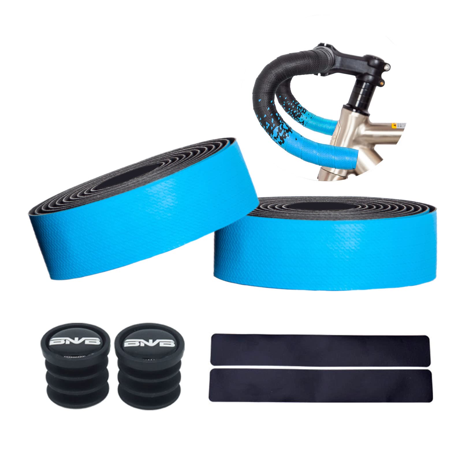 

PLATTBK Bicycle Bar Road Bike Handlebar Tape with End Caps and End Tape Tape, EVA/PU, синий