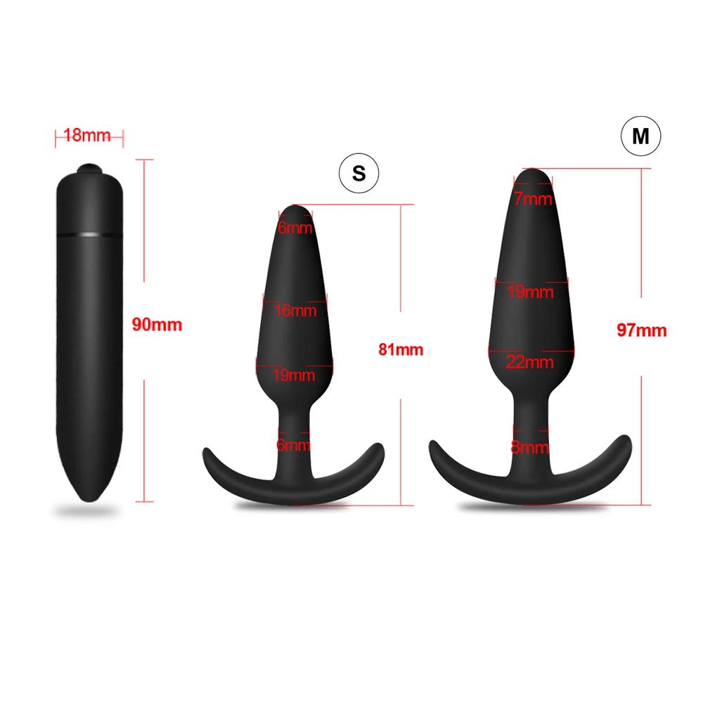 4pcs/set Beginner Butt Plug for Men Silicone Anal Plug Prostate Massager Bullet Vibrator Adult Goods Sex Toy for Men Women Gay