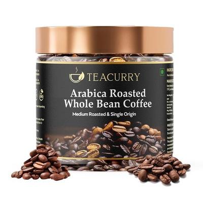 TEACURRY Arabica geröstete Kaffeebohnen im Glas, ganz (50 Gramm)-Mittlere Röstung mit reichem Geschmack und Aroma