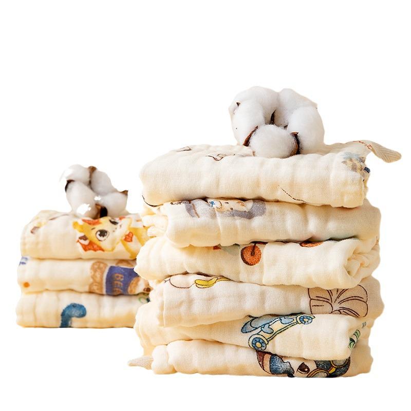 Pure Cotton Baby Washcloth - Soft Cartoon Infant Face Towel, Saliva Towel, Newborn Small Square Towel