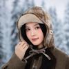 Autumn and Winter Retro Color Combination Plus Velvet Lei Feng Hat Japanese Windproof Warm Hat Women Outdoor Riding Casual Ear Protection Hat