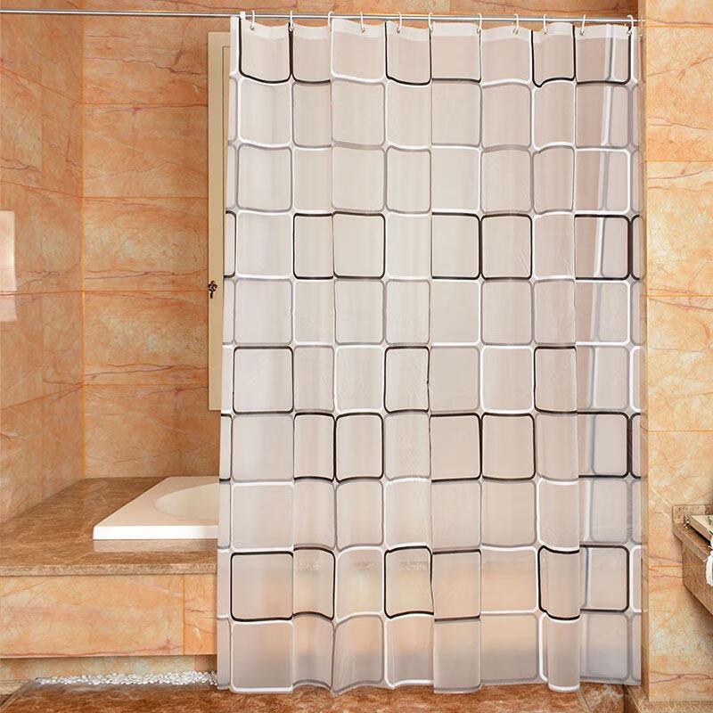 Qianyu No-Punch Waterproof Shower Curtain Set