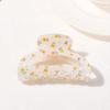 Hair Claw Floral Print Hollow Design Back Head Hair Clip Anti-slip Teeth Strong Grip Shark Hair Clip Versatile Hair Accessory