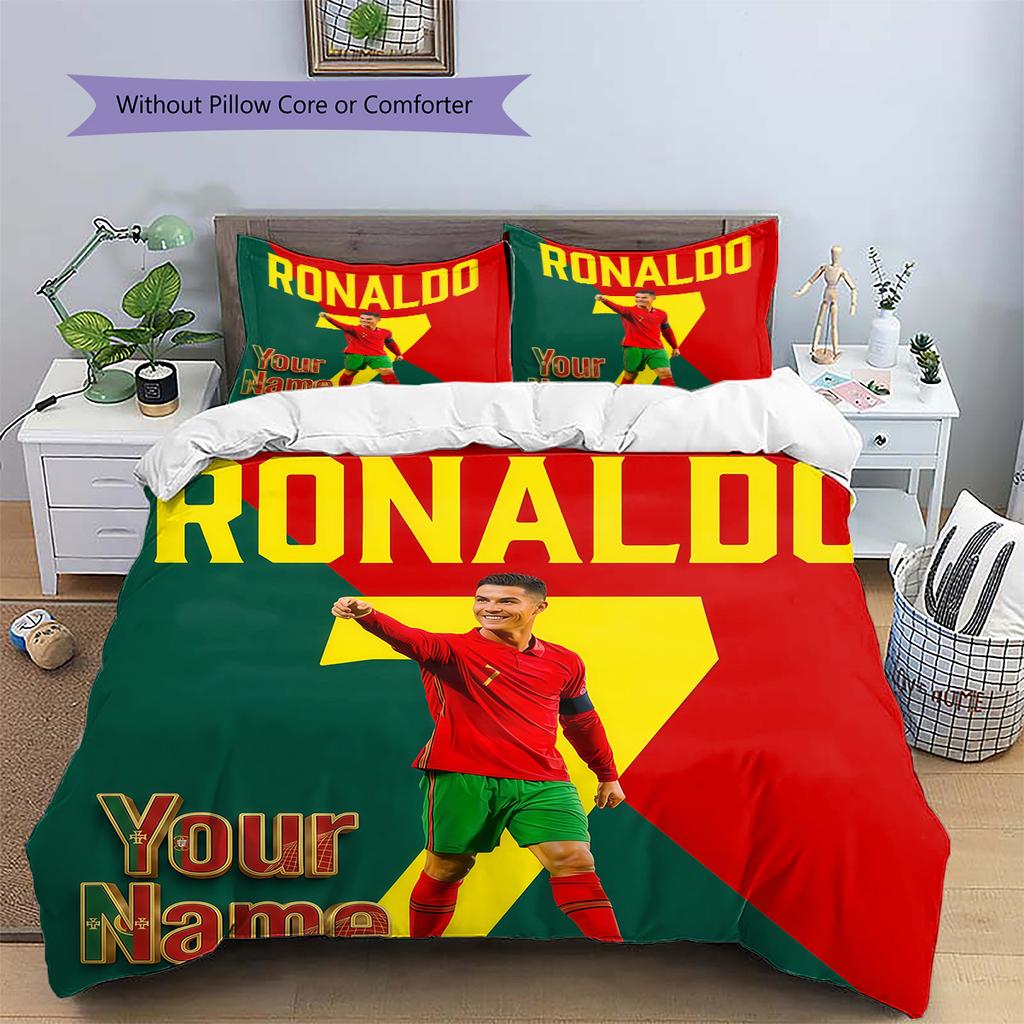 Biancheria da letto con Momento Celebrazione di Ronaldo Personalizzato, Set Trapunta Copripiumino Federa Regalo di Compleanno per la Casa (1 * copripiumino + 2 * federa, senza nucleo)