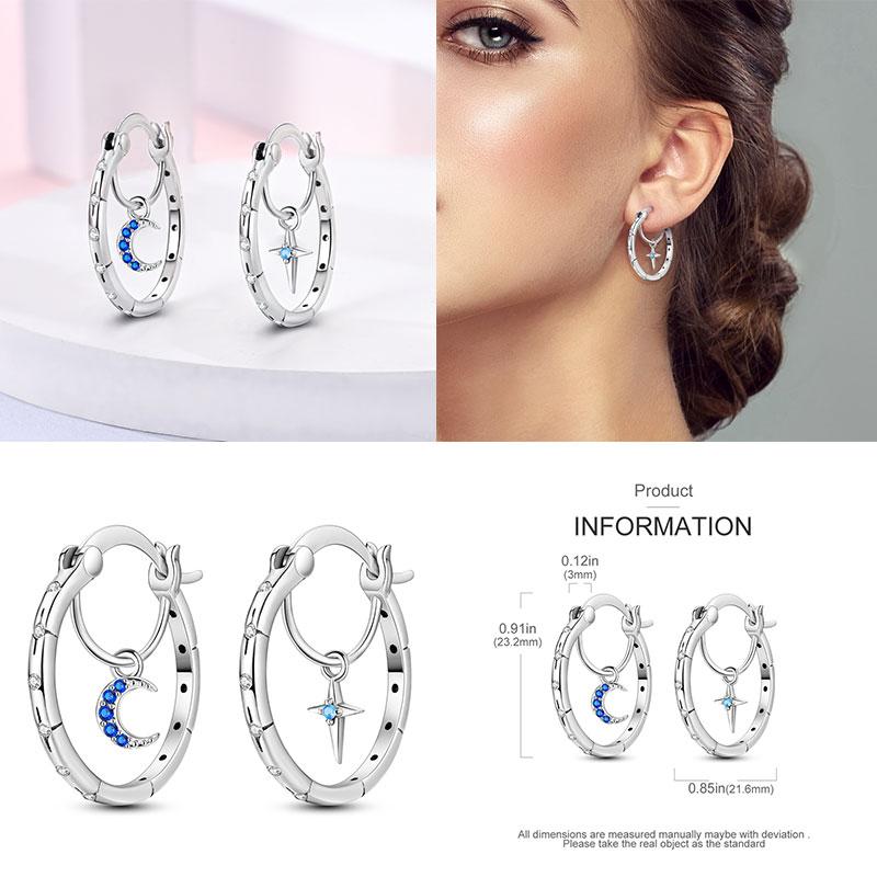 New Earrings 100% Genuine 925 Silver Women Hoop Earring Women's Wedding Engagement Girlfriend Wife Birthday Gift