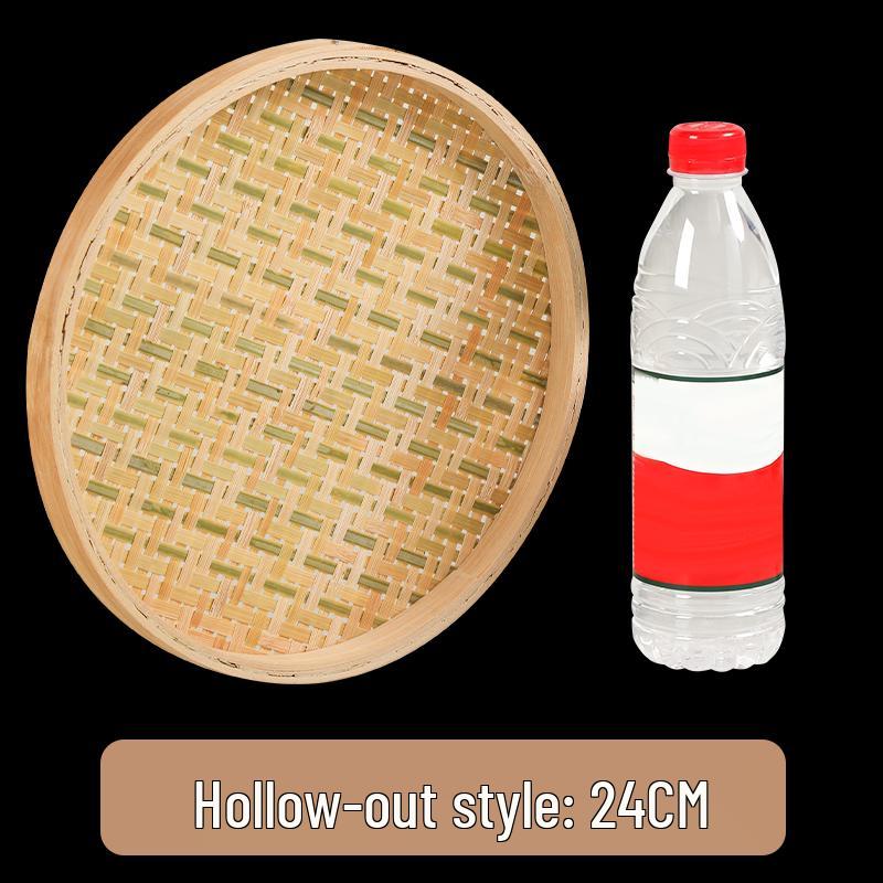 Round Bamboo Weaving Tray: Fine Mesh Sieve, Drying & Draining Basket, Decorative Sample Plate