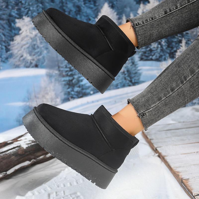 Mote 2025 NY Hot Selling Vinter Dame Korte Plysj Varm Snøstøvler Mote Flats Plattform Damesko Casual Nye Ankelstøvletter