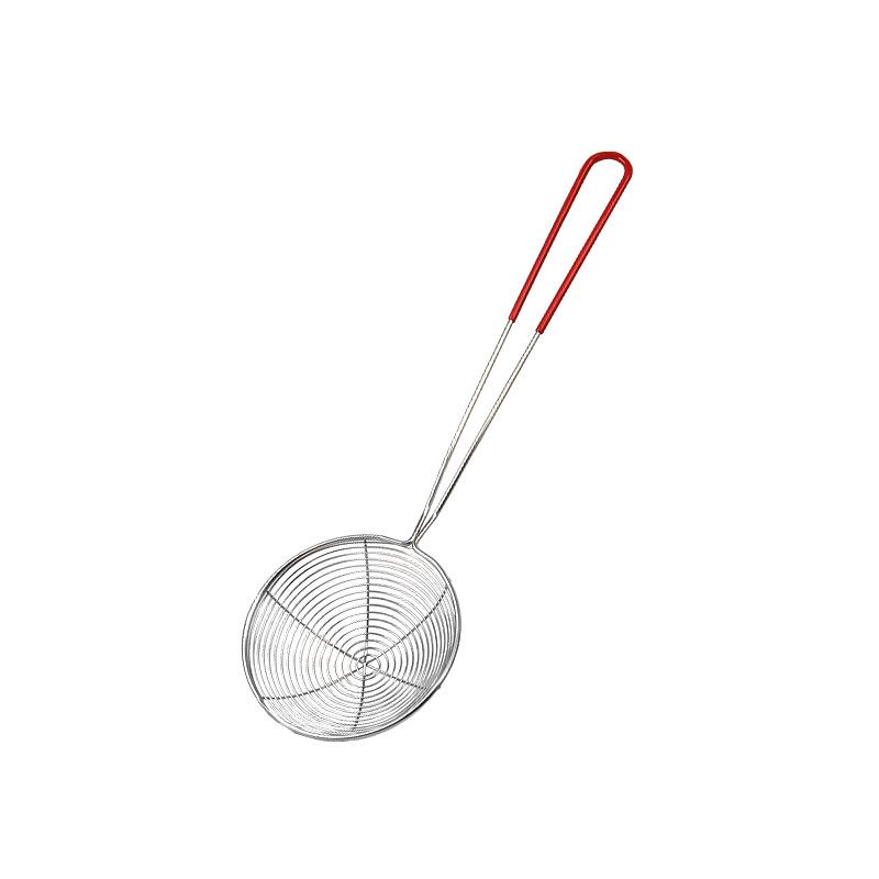 Pearl Strainer, Stainless Steel Red Handle Pearl Powder Round Spoon, Hot Pot Strainer, Bubble Milk Tea Strainer, Deep Net Scooping