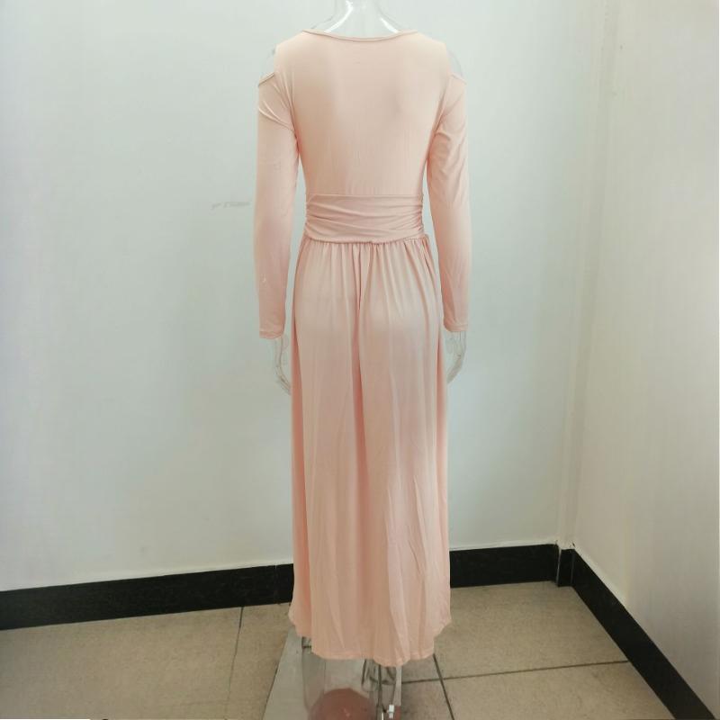 שמלת מקסי צבע אחיד שוליים גדולים נשים אלגנטית מותן לא סדיר נסיעות