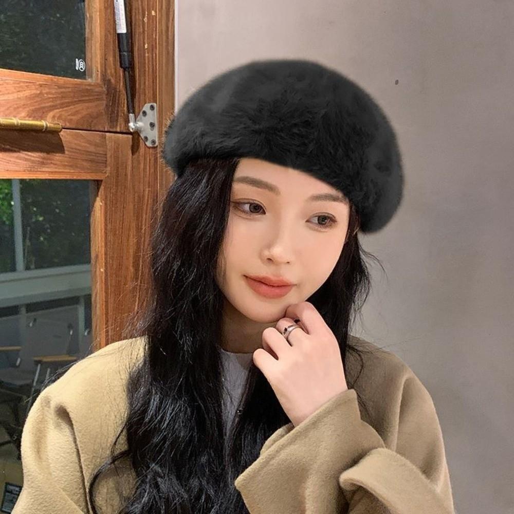 Keep Warm Painter Caps Plush British Beanie Hat Comfortable Women Berets  Girls