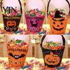 Large Capacity Candy Holder Halloween Trick or Treat Bucket for Kids, Pumpkin Face Ghost Bat Cat Bag Snack Basket, with Handle Party Favors Pattern