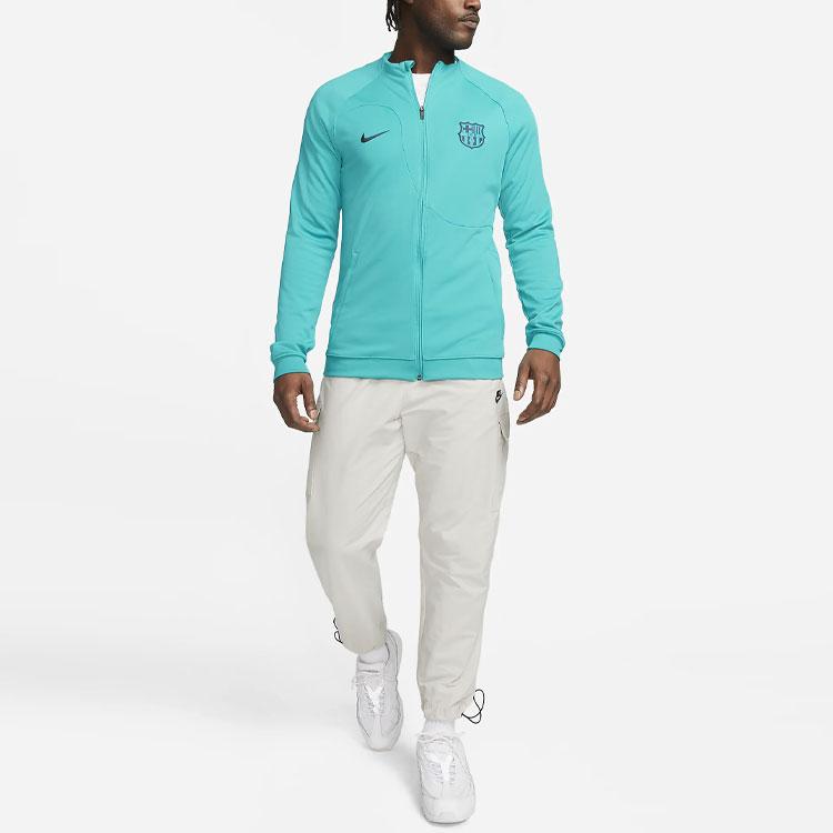 Nike SS23 Embroidered Logo Football Knit Long Sleeve Jacket Men Tops Thunder-Blue DX8470-300