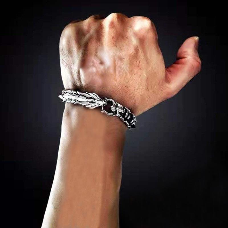 Hip Hop Personality Men'S Plated Keel Bracelet Charm Fashion Dragon Animal Bracelet Teen Accessories Gifts For Father Men