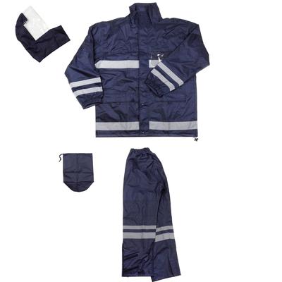 Funahashi Safety Rain Navy LL Breathable Rainwear Material On and Ultra-lightweight, (Reflective Chest, Back, Legs, Arms)