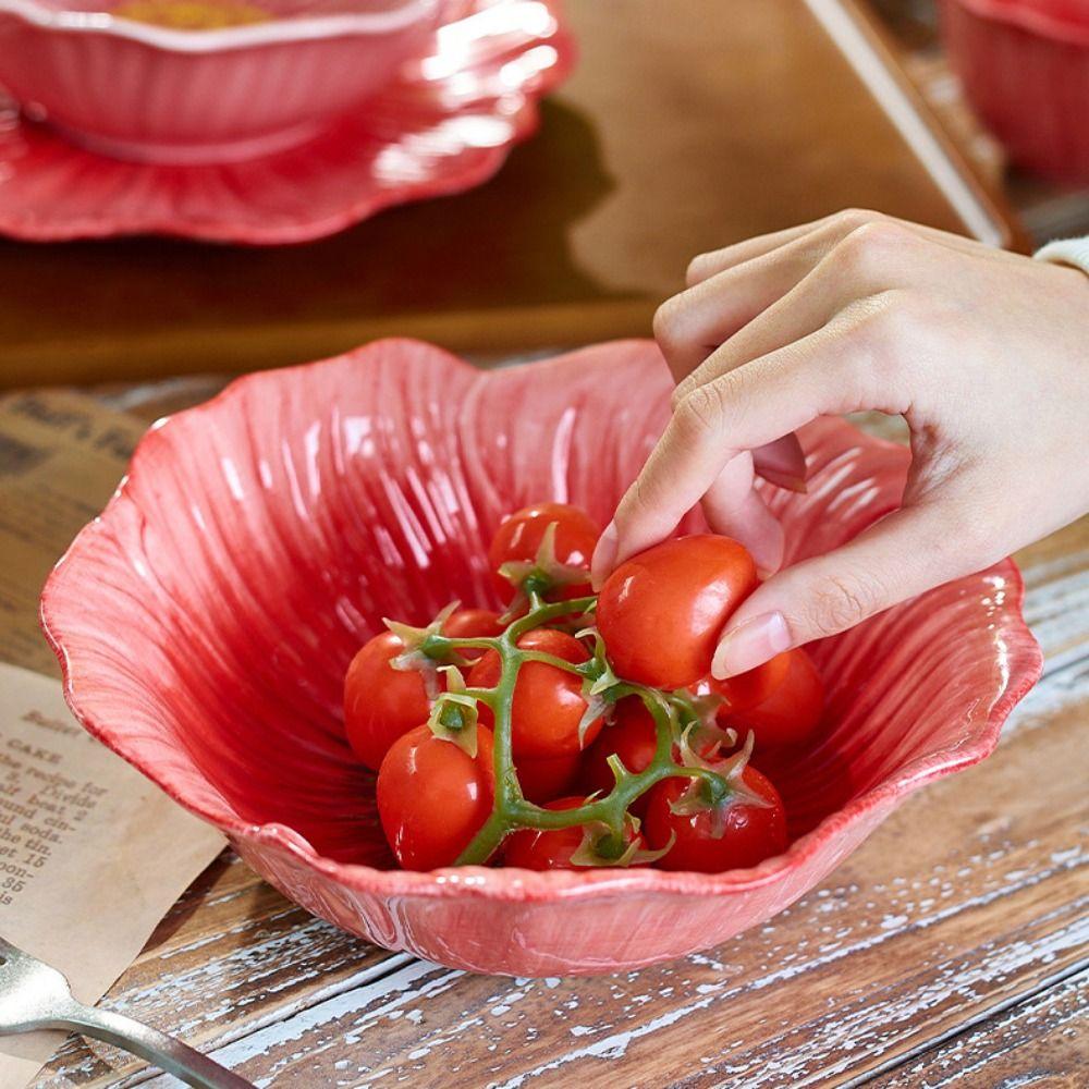 American Style Dining Plates Light Luxury Decorative Bowl Ceramic Flower Plate  Western Food