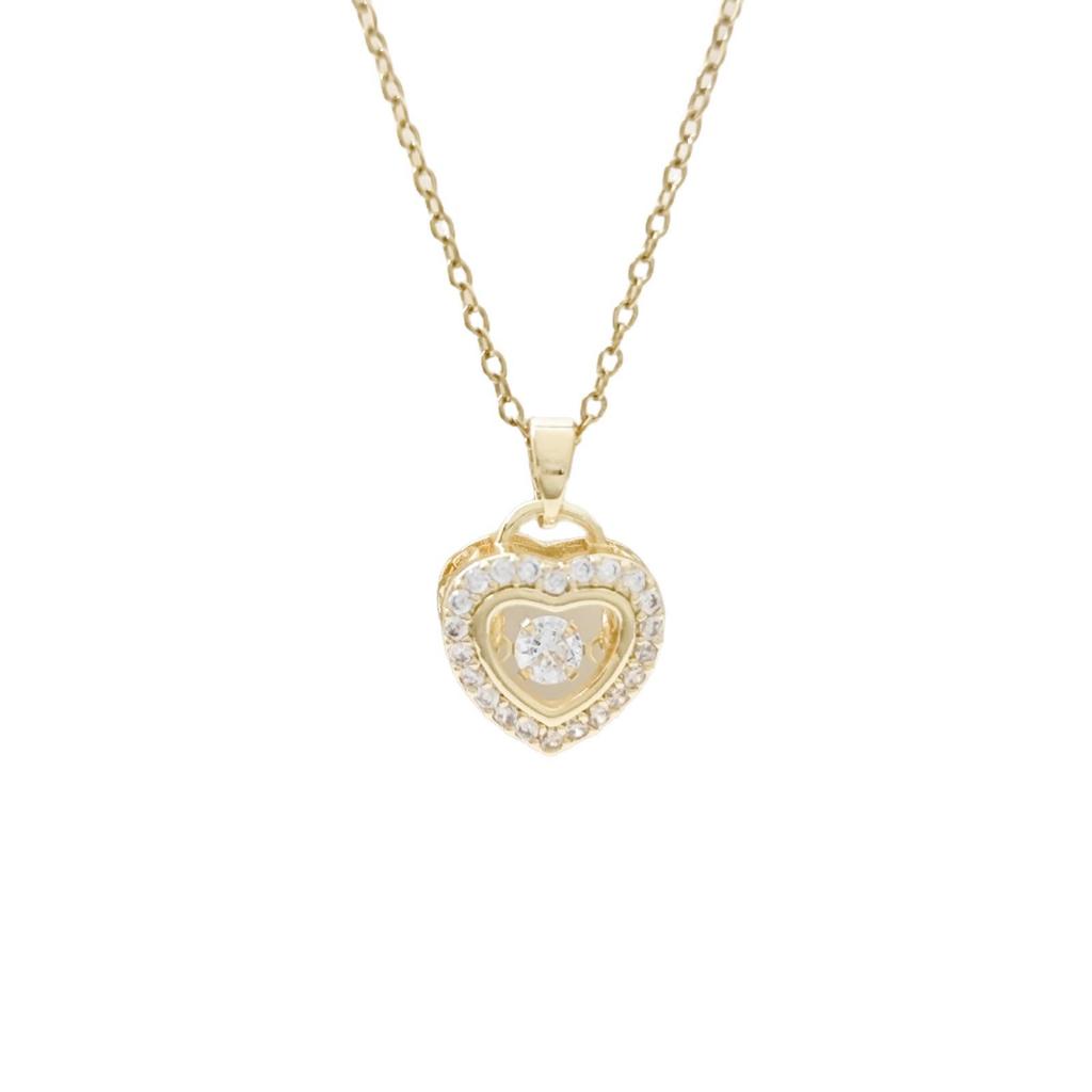 Trending Korean-Japanese Heart Zircon Pendant Necklace with Gold-Plated Titanium Steel Chain for Women - Fade-Resistant.