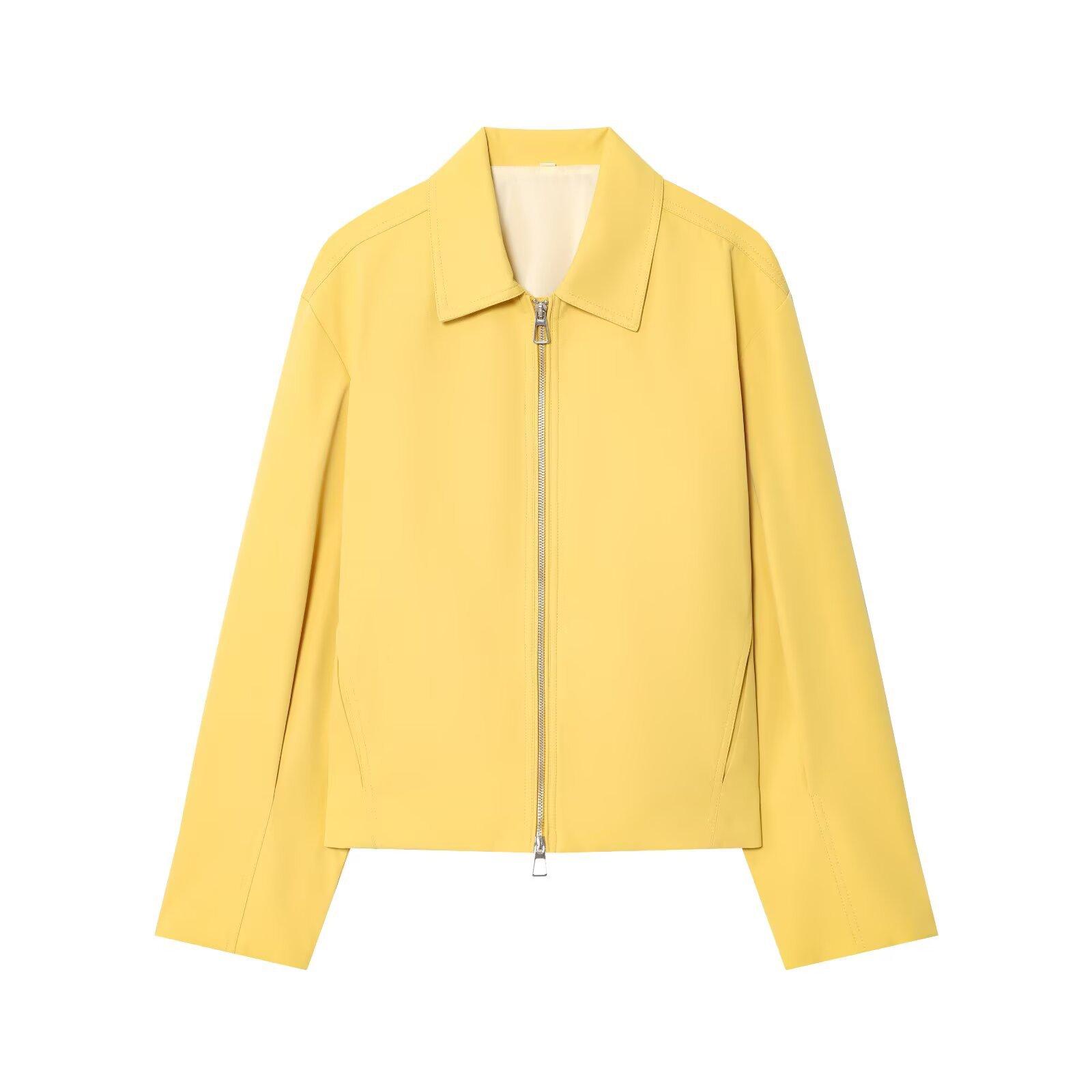 

Женская однотонная модная кофта с длинным рукавом на молнии, повседневная куртка XS жёлтый