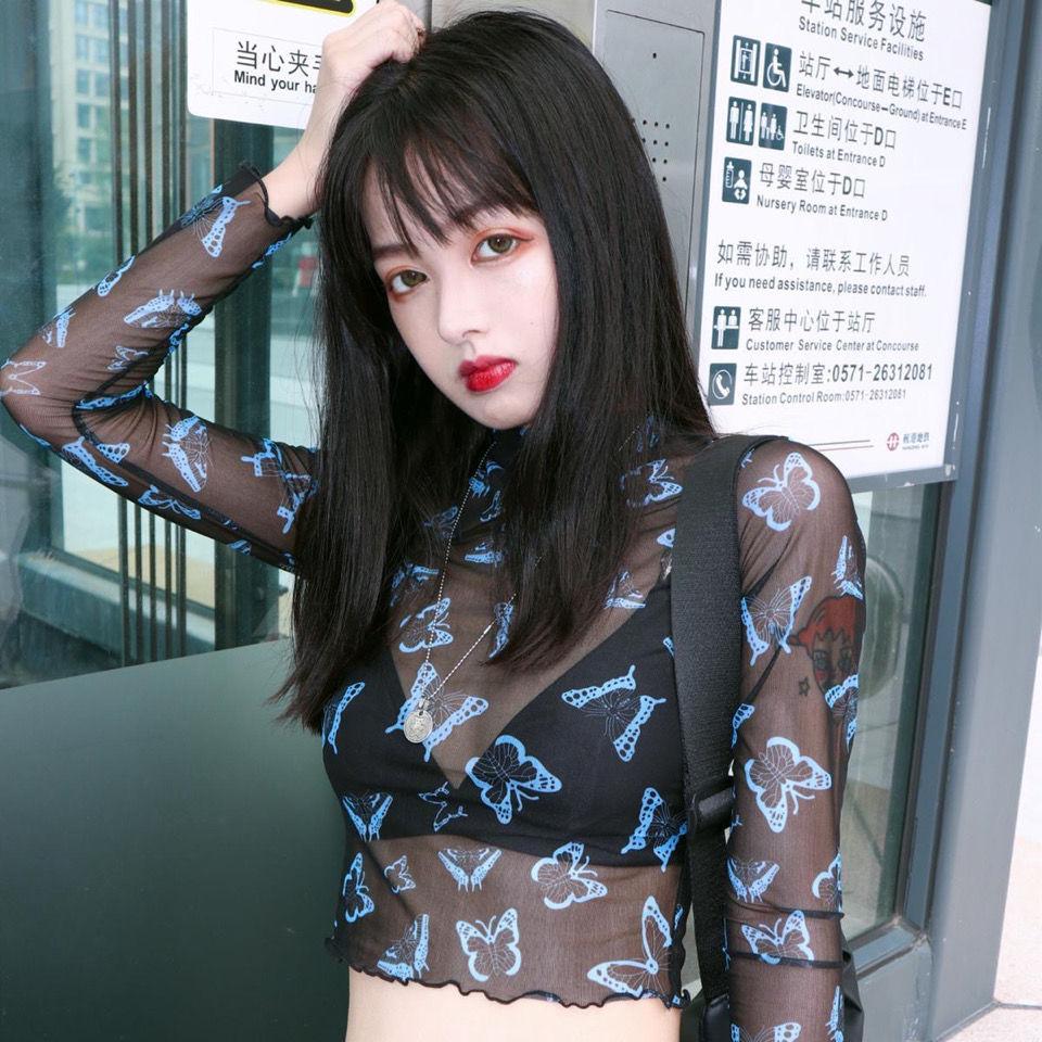 Schmetterlingsperspektive Halbhochhals-Netzunterhemd Damen-Innenschicht mit Sommer-Sonnenschutz Chiffon-Shirt Dünn