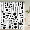 High Quality Geometric Pattern Printed Fabric Shower Curtains Bathtub Waterproof Products Bathroom Decor With 12 Hooks
