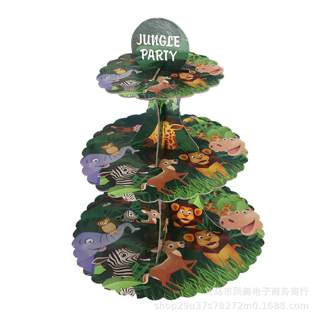 Jungle Animal Set Party Supplies Disposable Cutlery Paper Plates Paper Cups Tissue Boys Girls Birthday Pie