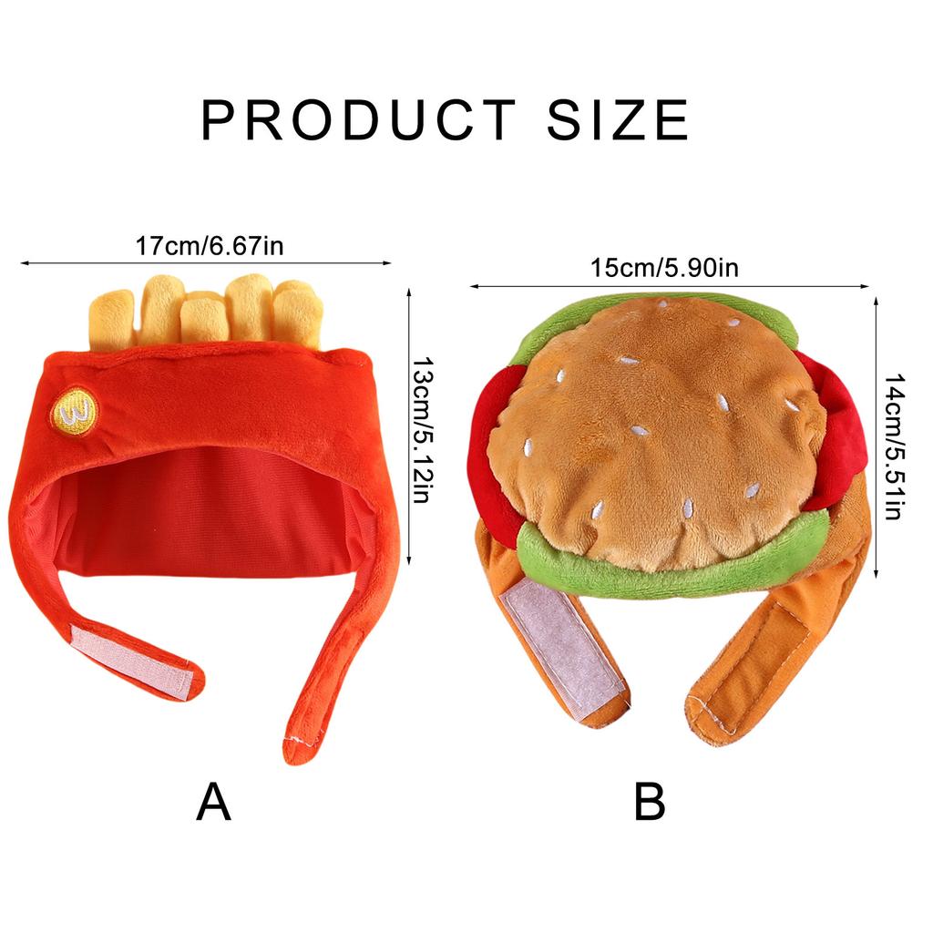 Plush Pet Hamburger Hat for Ear and Head Protections Halloween Funny Dog Hat for Small Dogs Cat Warm Winter Headgear Hat