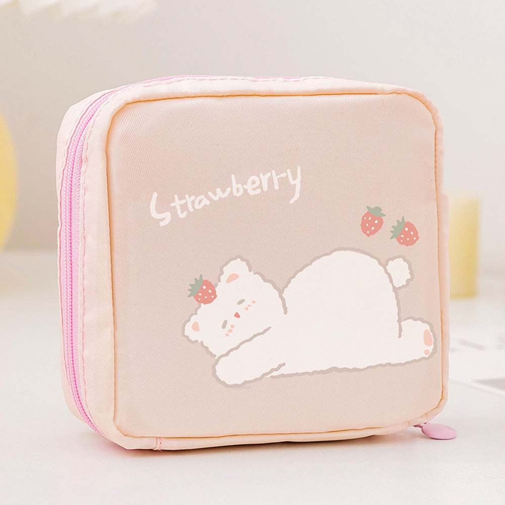 

Travel Bear Korean Coin Purse Sanitary Napkin Storage Bag Sundries Storage Cartoon Makeup Bag розовый