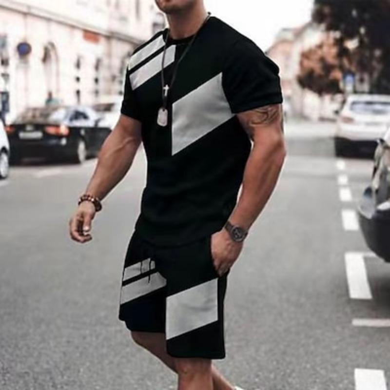 Men's Tracksuit Shirt Shorts and T Shirt Set Short Sleeve Crew Neck Spring Summer Sports Fashion Designer 2 Piece Outdoor Casual