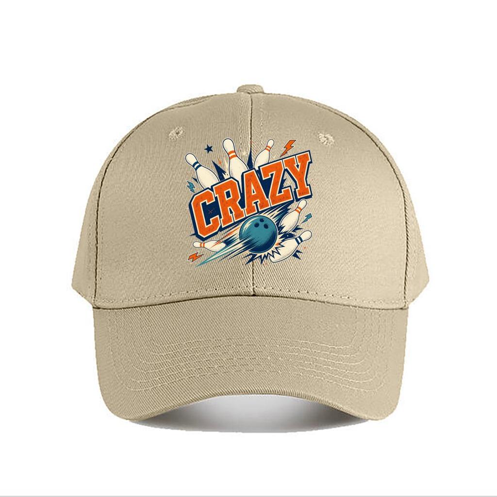 Crazy Bowling Strike Retro Typograph Baseball Cap Fashion Outdoor Sports Sunhat Unisex Snapback Cap Womens