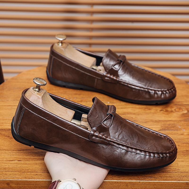 Fashion 2025 Men's Leather Loafers Slip On Business Casual Shoes For Men Waterproof Driving Shoes Comfortable Soft Designer Shoes
